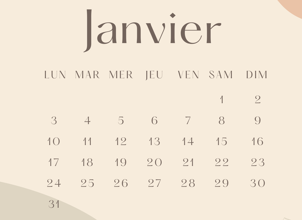 Téléchargez notre calendrier de janvier 2022 - Goodies