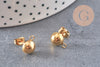 Clous puces oreille boule avec anneau acier 201 doré inoxydable 8mm, la paire (G11019)