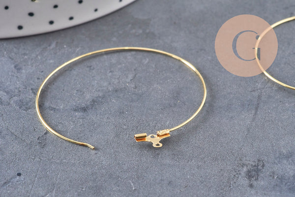 Gold-plated brass hoop earrings, 40mm, x20 (G0387)
