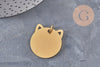 Pendentif tête de chat acier 201 inoxydable doré 29mm personnalisable, x1 (G11017)