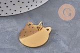 Pendentif tête de chat acier 201 inoxydable 29mm personnalisable, x1 (G11017)