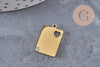 Pendentif rectangle coeur acier 304 inoxydable 304 doré à graver avec zircon 18.5mm, x1 (G11028)