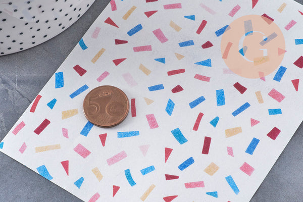 Feuille de transfert polymère – Motif confetti 14x10 cm, x1 (G11015)