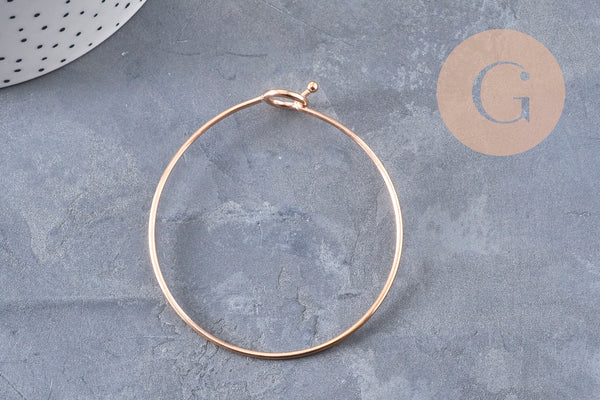 Bracelet jonc ouvrable rond 1.5mm acier 304 inoxydable or rose IP 60mm, x1 (G11029)