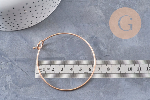 Bracelet jonc ouvrable rond 1.5mm acier 304 inoxydable or rose IP 60mm, x1 (G11029)