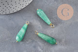 Pendentif goutte aventurine naturel laiton & acier doré 38mm, x1 (G11051)