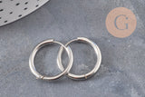 Créoles interchangeable acier 304 inoxydable platine 20mm, x1 paire (G11048)