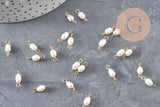 Pendentif connecteur perle naturelle acier 304 inoxydable 11.5mm, x1 (G11053)