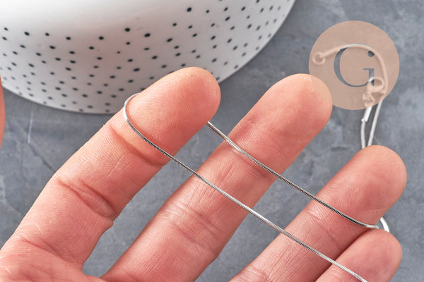 Collier chaine serpent acier inoxydable platine 1.5mm/45cm, x1 (G11065)