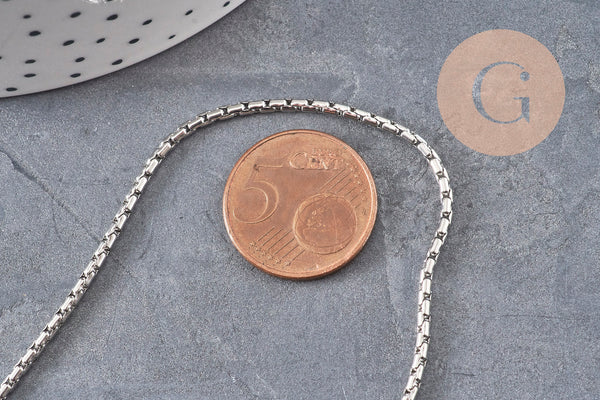 Collier Chaine serpent acier inoxydable platine 2mm/50cm, x1 (G11058)