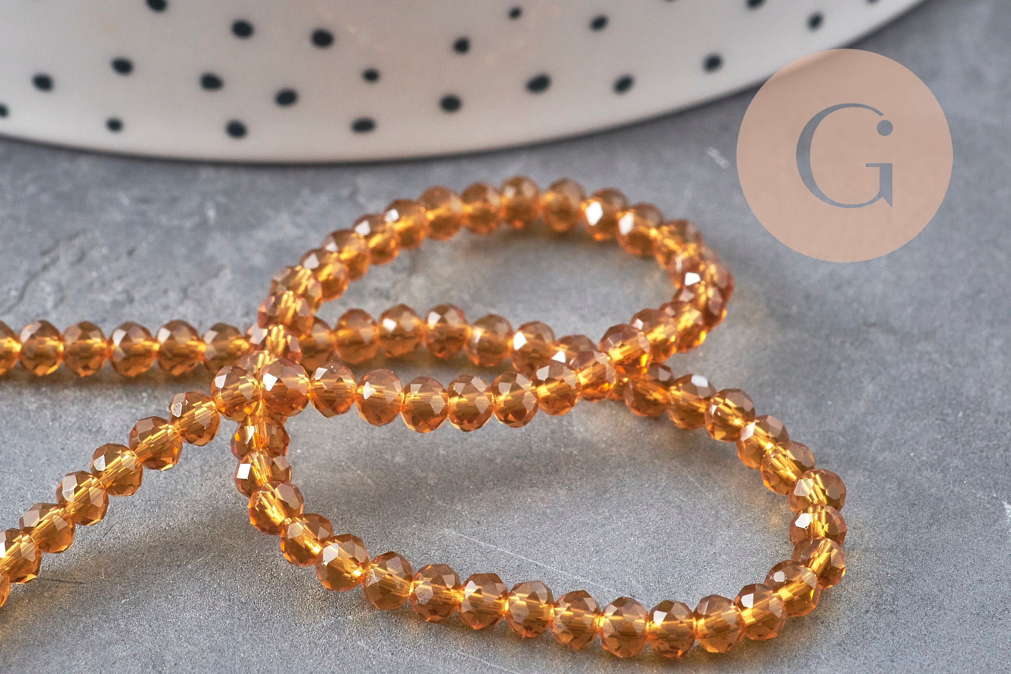 Perles abacus cristal jaune doré transparent 3.5mm, x1 fil de 29cm (G11068)
