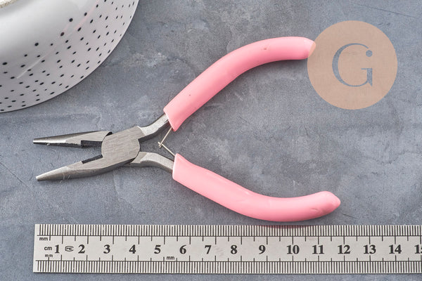 Pince plate bec fin fabrication de bijoux acier support rose 11.5cm, x1 (G11062)