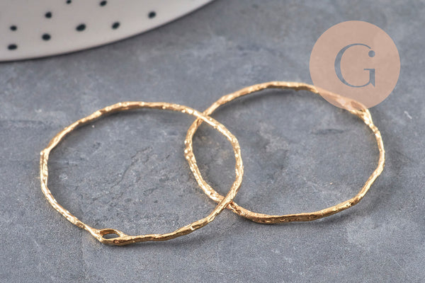 Pendentif rond laiton brut texturé 34mm, x1 (G11064)