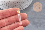Pendentif fiole Bouteille verre fer doré 34mm, x1 (G11063)