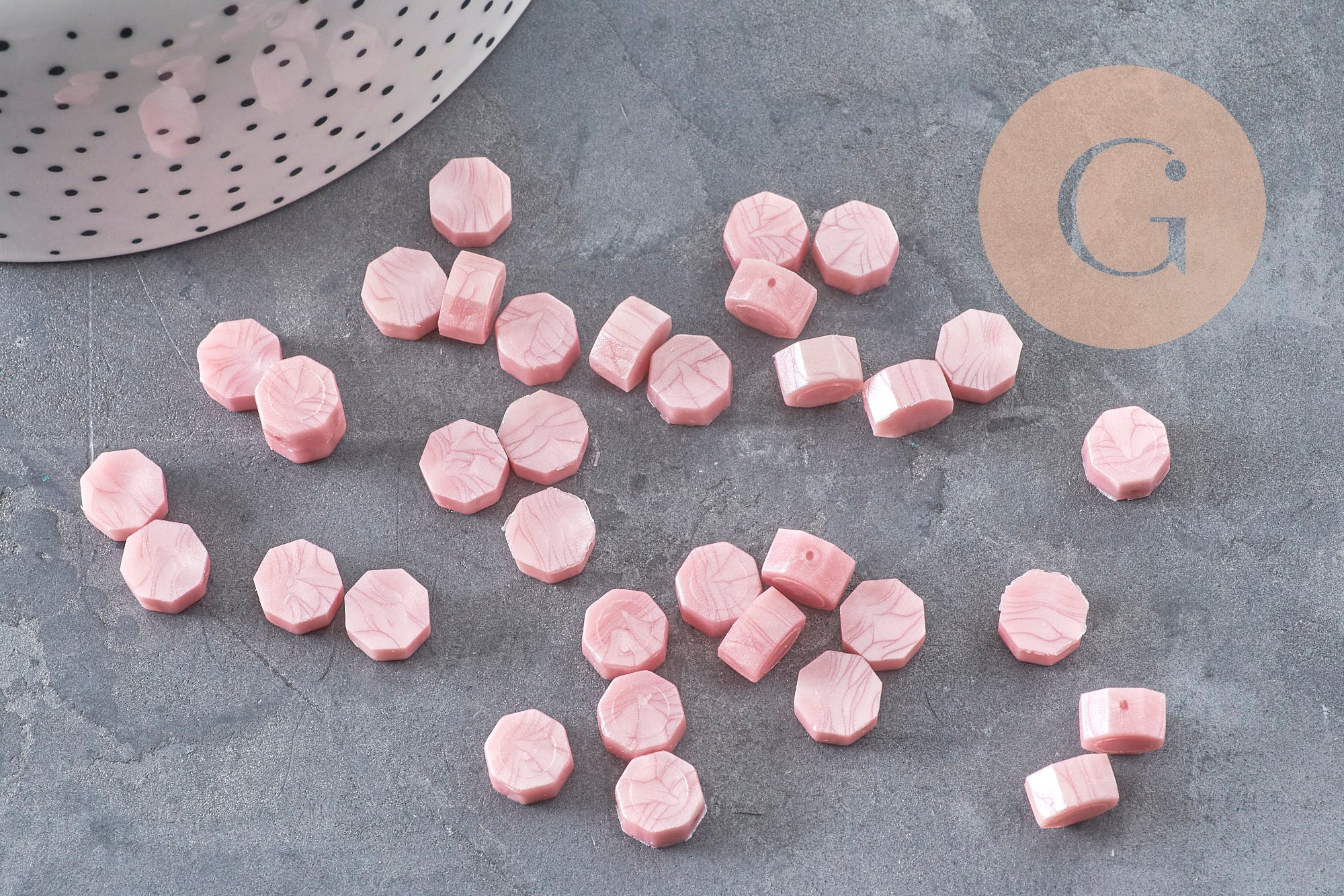 Granulés cire à cacheter rose nacré,fourniture pour création de sceaux personnalisés pour sceaux et invitations de mariage DIY, x100 (G4590)