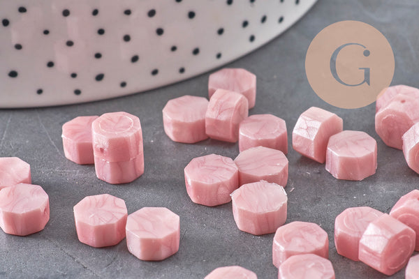 Granulés cire à cacheter rose nacré,fourniture pour création de sceaux personnalisés pour sceaux et invitations de mariage DIY, x100 (G4590)