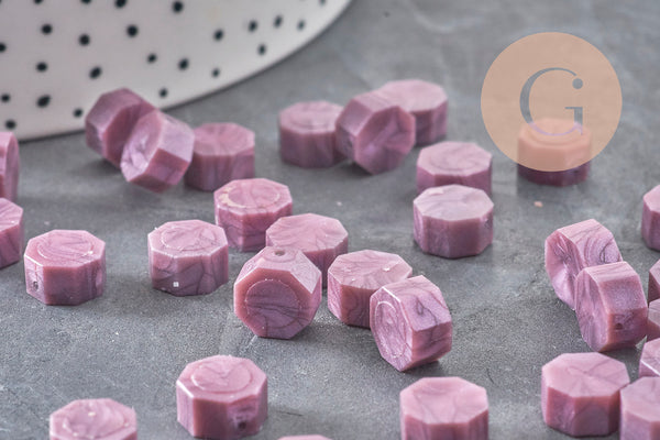 Granulés cire violet nacré à cacheter, fourniture pour sceaux personnalisés pour sceaux et invitations de mariage DIY, x100 (G3971)