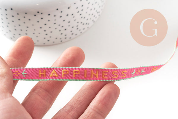 Ruban brodé Strong stay - Happyness 10mm, x1 mètre (G11071)