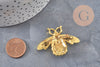 Broche abeille zamac doré Cristal champagne 47mm, x1 (G11086)
