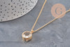 Collier locket rond porte-photo verre laiton doré 18K, x1 (G11087)