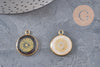 Pendentif rond motif pissenlit acier 304 inoxydable doré 16mm, x1 (G11103)