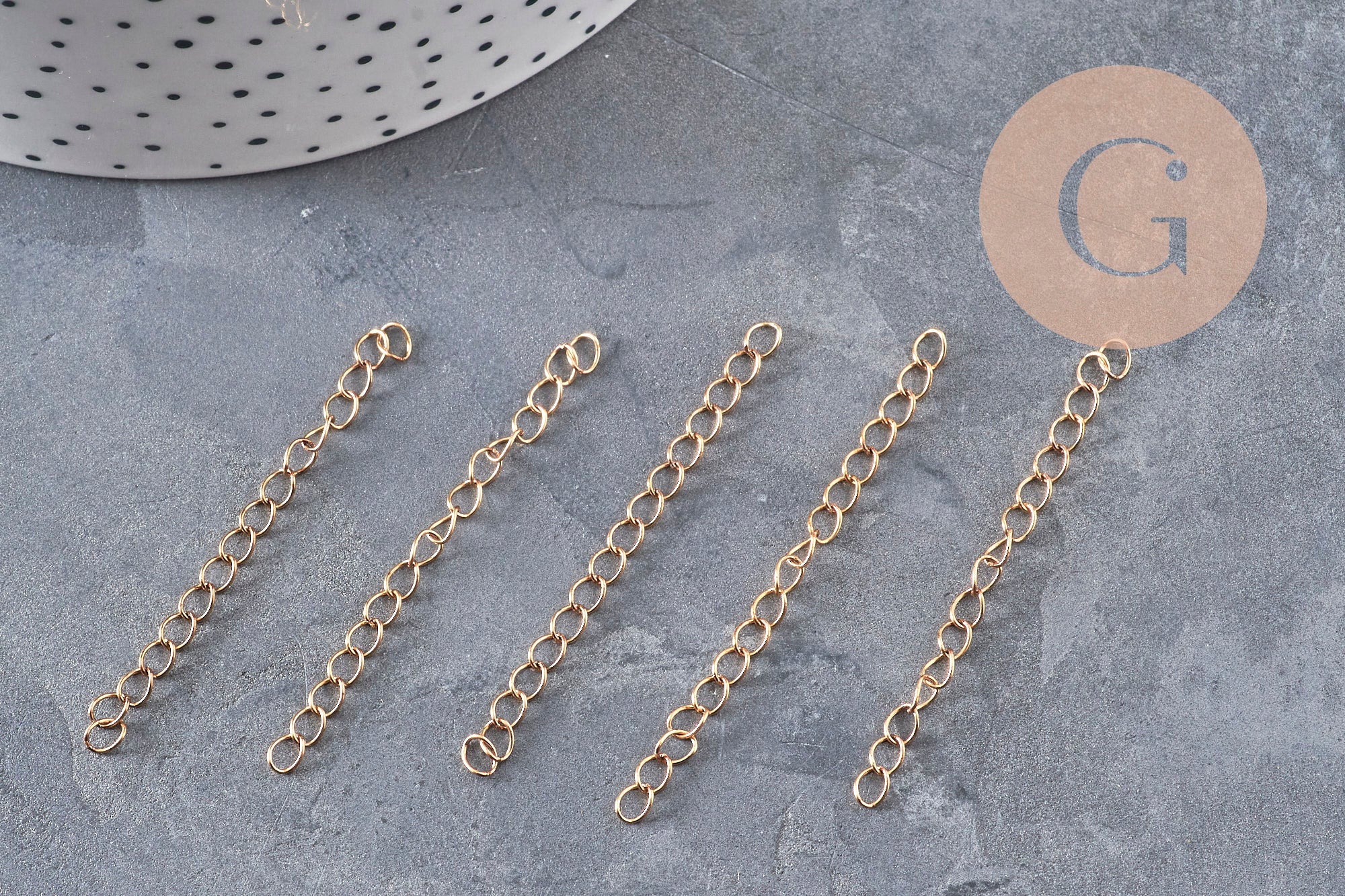 Chaine extension laiton brut 45mm, x5 (G11109)