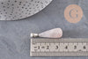 Pendentif goutte quartz rose naturel acier inoxydable platine 28mm, x1 (G11118)
