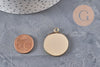 Pendentif rond support pour cabochon 25mm acier inoxydable doré, x1 (G11124)