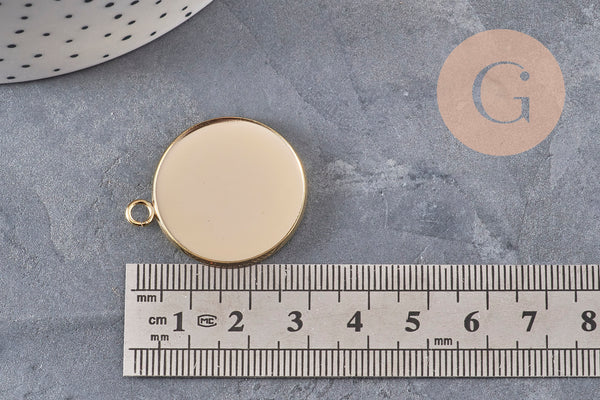 Pendentif rond support pour cabochon 25mm acier inoxydable doré, x1 (G11124)