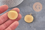 Pendentif rond support pour cabochon 25mm acier inoxydable doré IP, x1 (G11125)