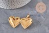 Pendentif locket coeur acier 304 inoxydable doré IP 21mm, x1 (G11139)