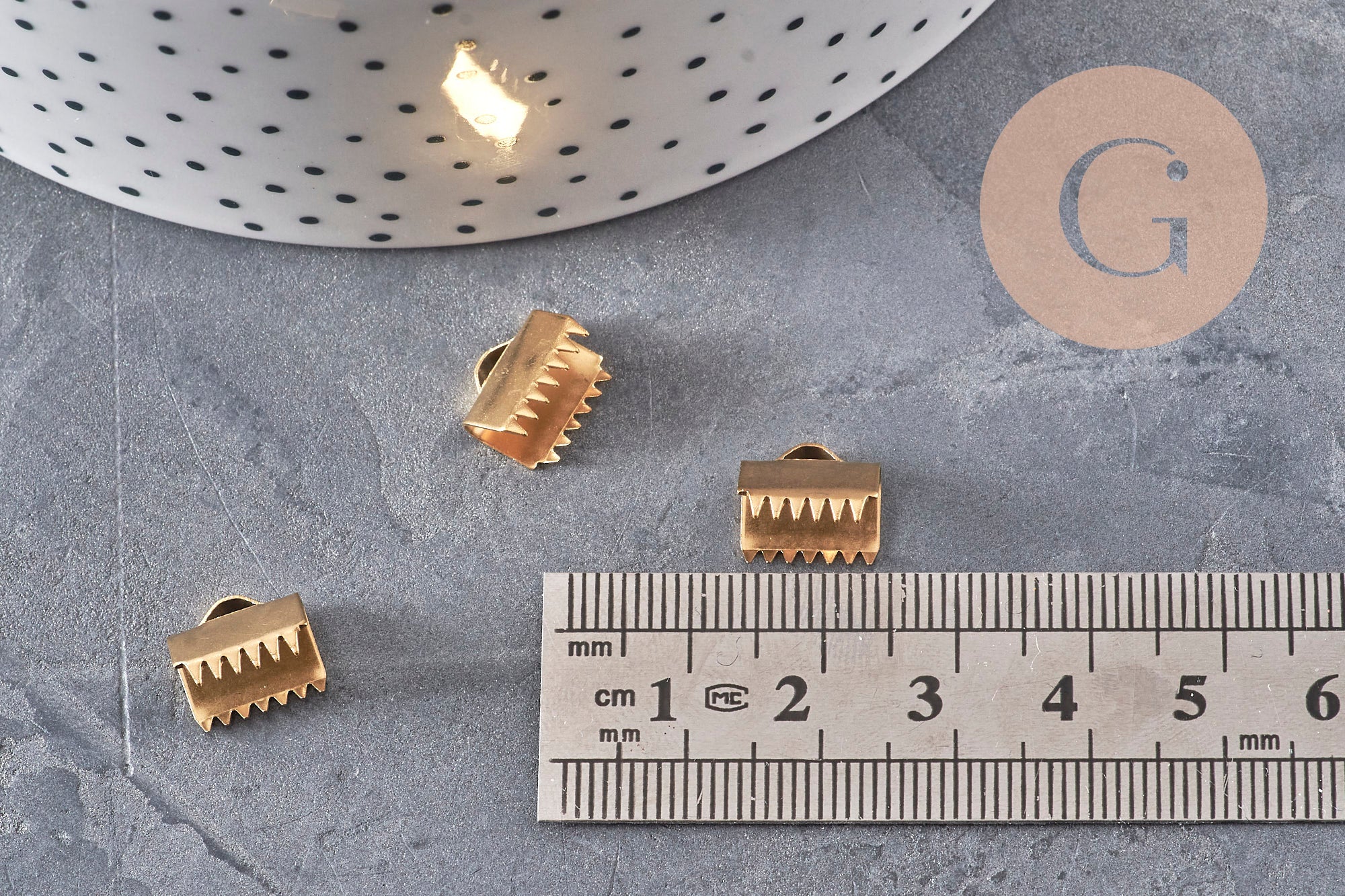 Embouts à pincer ruban acier 304 inoxydable doré IP 9.5mm, x10 (G11156)