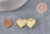 Pendentif locket coeur acier 304 inoxydable doré 25mm, x1 (G11140)