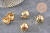 Pendentif locket boule laiton doré 18K étoiles 25mm, x1 (G11147)