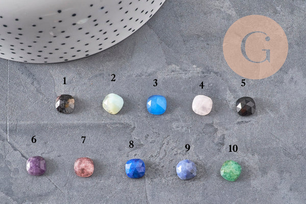 Square cabochon natural stone 8x8mm, x1 VALID