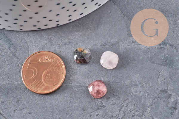 Cabochon carré pierre naturelle 8x8mm, x1 VALIDE