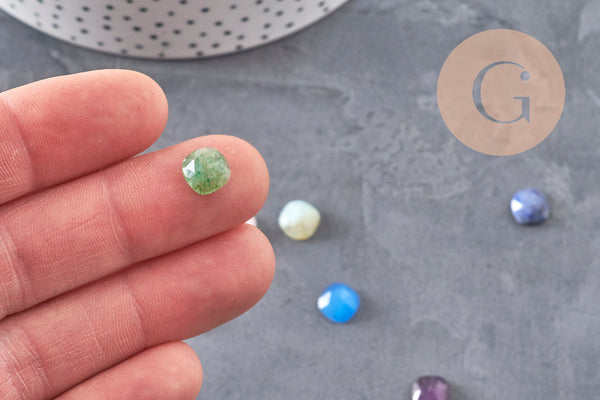 Cabochon carré pierre naturelle 8x8mm, x1 VALIDE