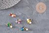 Breloque perles jade naturel coloré acier 304 inoxydable doré 11mm, x1 (G11148)