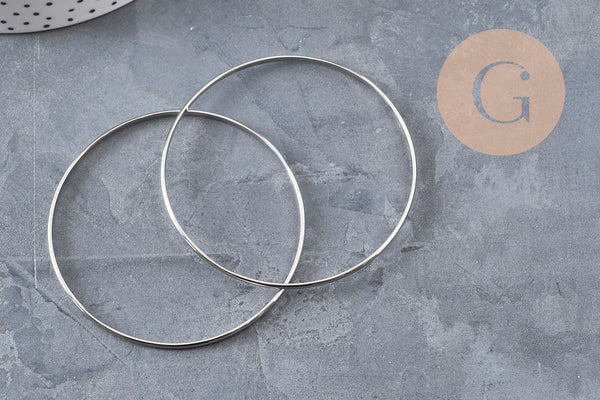 Bracelet jonc lisse acier 304 inoxydable platine 65mm, x1 (G11150)