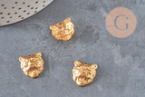 Pendentif tigre relief laiton brut 16m, x1 (G10163)