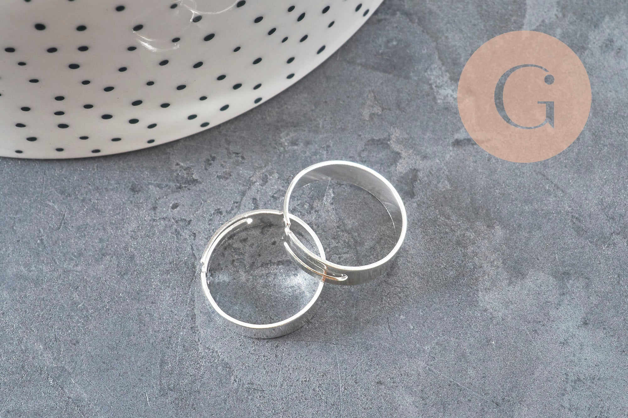 Bague réglable personnalisable acier 316 argenté inoxydable 18mmx5mm, x2 (G11182)