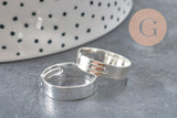 Bague réglable personnalisable acier 316 argenté inoxydable 18mmx5mm, x2 (G11182)