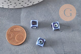 Royal Blue Ceramic Cube Beads 8mm, x5 (G11239)