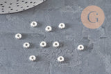 Perles intercalaires rondelles acier 304 inoxydable argenté 5mm, x10 (G11173)