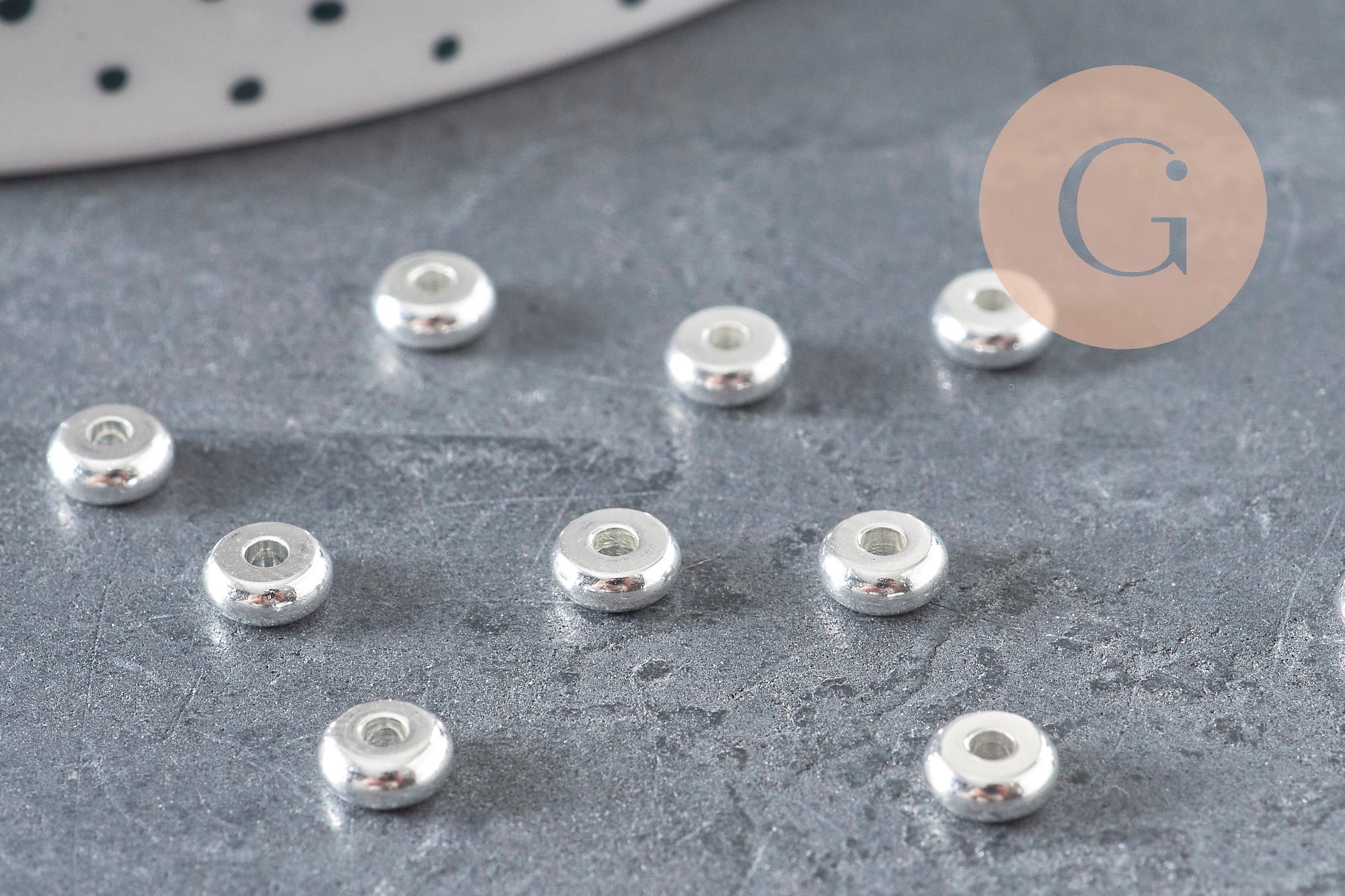 Perles intercalaires rondelles acier 304 inoxydable argenté 5mm, x10 (G11173)