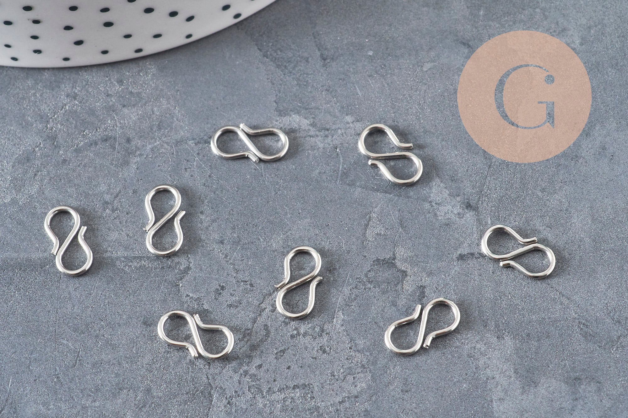Fermoirs crochet S acier 304 inoxydable platine 12mm, x5 (G11181)