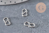 Fermoirs crochet S acier 304 inoxydable platine 12mm, x5 (G11181)