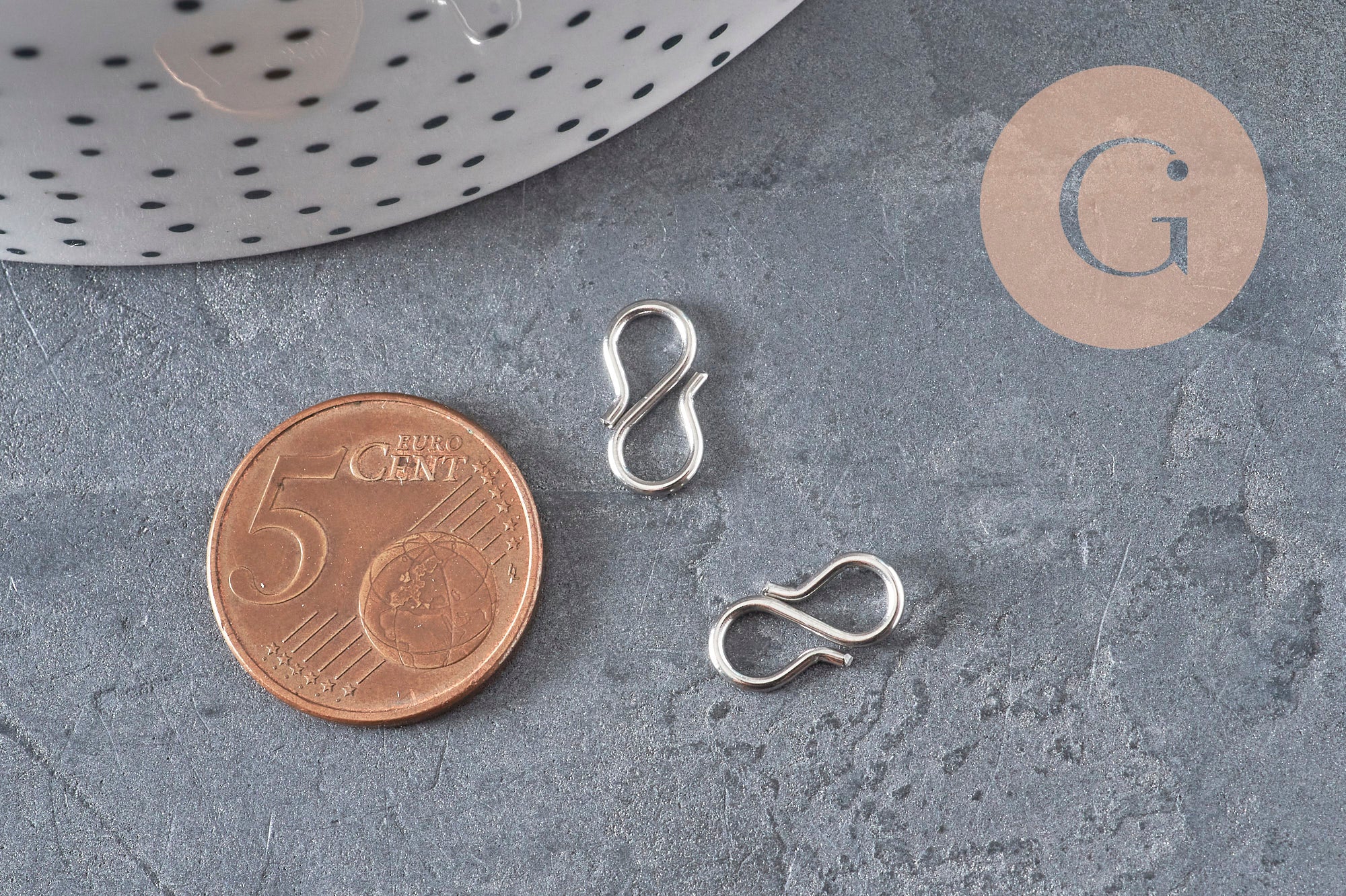 Fermoirs crochet S acier 304 inoxydable platine 12mm, x5 (G11181)