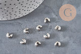 Caches perles à écraser acier 304 platine 8x7mm, x20 (G11177)