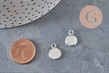 Pendentif rond support cabochon acier 201 inoxydable argenté 8mm, x1 (G11192)